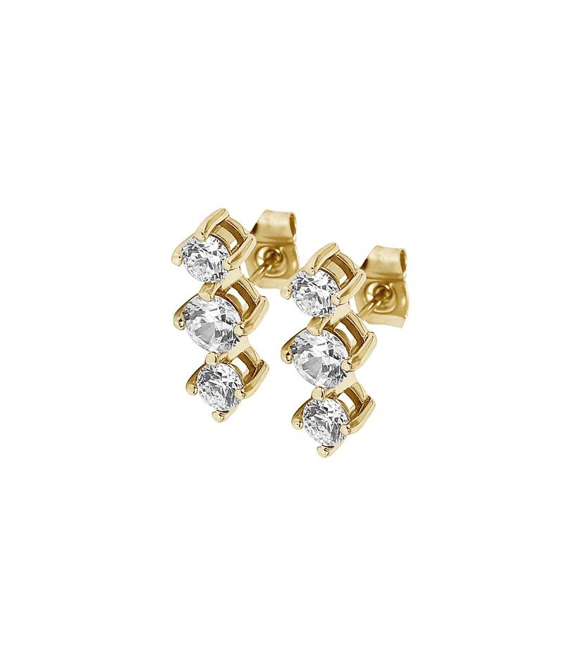 IDA Tripple earrings Gold/Crystal