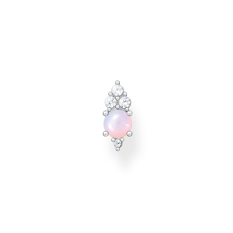 Single ear stud vintage shimmering pink opal colour effect