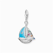 Charm-hängsmycke turkos segelbåt silver